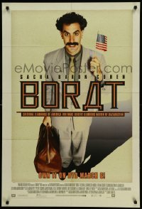 2g204 BORAT 27x40 video poster '06 Sacha Baron Cohen mockumentary w/ wacky 'Cyrillic' title!