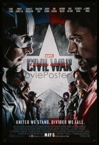 2g549 CAPTAIN AMERICA: CIVIL WAR advance DS 1sh '16 Marvel Comics, Chris Evans, Robert Downey Jr.!