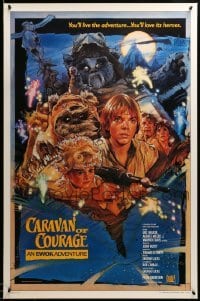 2g554 CARAVAN OF COURAGE style B int'l 1sh '84 An Ewok Adventure, Star Wars, art by Drew Struzan!