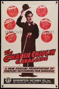 2g557 CHARLIE CHAPLIN CAVALCADE 1sh R40s The Fireman, Behind the Screen, cool art of Chaplin!