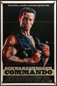 2g562 COMMANDO int'l 1sh '85 Arnold Schwarzenegger is going to make someone pay!