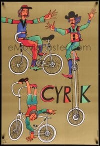 2g265 CYRK 26x38 Polish commercial poster 1980s artwork of cyclists by Marian Stachurski!