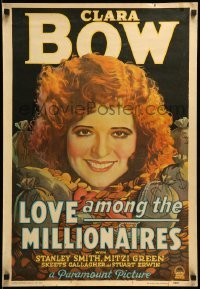 2g294 LOVE AMONG THE MILLIONAIRES 20x29 commercial poster '70s wonderful artwork of Clara Bow!