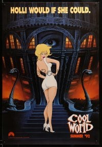 2g565 COOL WORLD teaser 1sh '92 cartoon art of Kim Basinger as Holli, she would if she could!