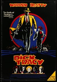 2g213 DICK TRACY 27x40 video poster '90 Warren Beatty as Chester Gould's classic detective!
