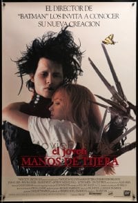 2g594 EDWARD SCISSORHANDS int'l Spanish language DS 1sh '90 Tim Burton classic, Johnny Depp & Ryder