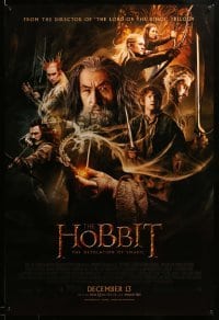 2g678 HOBBIT: THE DESOLATION OF SMAUG advance DS 1sh '13 Peter Jackson directed, cool cast montage!