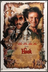 2g681 HOOK DS 1sh '91 artwork of pirate Dustin Hoffman & Robin Williams by Drew Struzan!