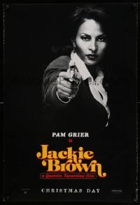 2g718 JACKIE BROWN teaser DS 1sh '97 Quentin Tarantino, cool image of Pam Grier in title role!