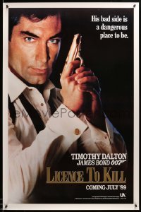 2g747 LICENCE TO KILL teaser 1sh '89 c style, Timothy Dalton as Bond, his bad side is dangerous!