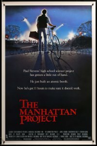2g778 MANHATTAN PROJECT 1sh '86 Marshall Brickman, John Lithgow, cool artwork of police vs. kid!
