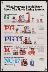 2g793 MOVIE RATING SYSTEM 1sh '90 helpful MPAA guide, cool artwork by Clarke!