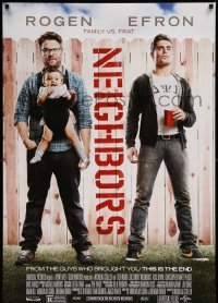 2g806 NEIGHBORS DS 1sh '14 Zac Efron w/red Solo cup, Seth Rogan & baby!