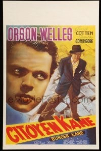 2g174 CITIZEN KANE 14x21 Belgian REPRO poster '80s different art of Orson Welles, Burger Kane!