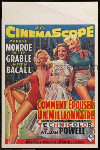 2g185 HOW TO MARRY A MILLIONAIRE 14x21 Belgian REPRO poster '00s Marilyn Monroe, Grable & Bacall!