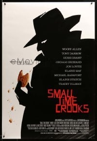 2g895 SMALL TIME CROOKS DS 1sh '00 Woody Allen, cool art of criminal in fedora w/cookie!