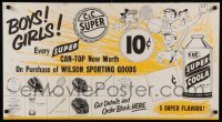 2g111 C & C SUPER COOLA 18x33 advertising poster '54 turn in soda cans to get Wilson sporting goods