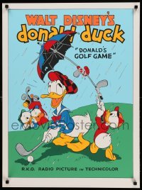 2g055 DONALD'S GOLF GAME 23x31 art print '70s-80s Donald Duck golfing w/Huey, Due and Louie!