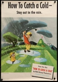 2g383 HOW TO CATCH A COLD 14x20 special '51 Walt Disney health class cartoon, golf in the rain!