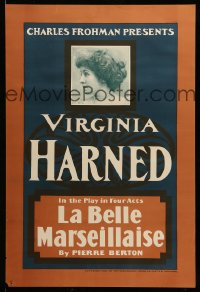 2g035 LA BELLE MARSEILLAISE 20x29 stage poster 1903 Virginia Harned, produced by Charles Frohman!