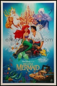 2g395 LITTLE MERMAID 18x27 special '89 Morrison art of cast, Disney underwater cartoon!