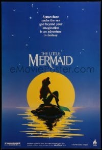 2g394 LITTLE MERMAID 18x27 special '89 Ariel in moonlight, Disney underwater cartoon!