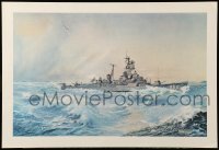 2g059 USS RICHARD S. EDWARDS 14x21 art print '70 Audie Bransford art of destroyer firing missile!