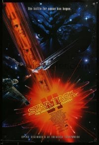 2g921 STAR TREK VI advance 1sh '91 William Shatner, Leonard Nimoy, art by John Alvin!