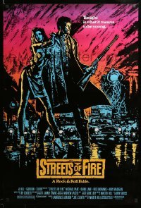 2g934 STREETS OF FIRE 1sh '84 Walter Hill directed, Michael Pare, Diane Lane, artwork by Riehm!