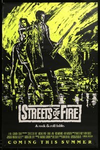 2g938 STREETS OF FIRE advance 1sh '84 Walter Hill, cool yellow dayglo Riehm art!