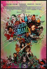 2g940 SUICIDE SQUAD advance DS 1sh '16 Smith, Leto as the Joker, Robbie, Kinnaman, cool art!
