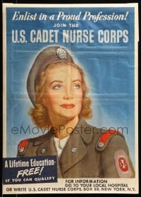 2g071 JOIN THE U.S. CADET NURSE CORPS 20x28 WWII war poster '40s Edmundson art of pretty nurse!