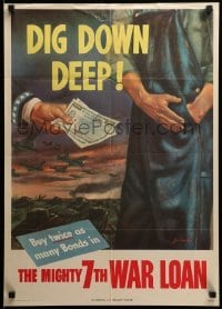 2g072 MIGHTY 7TH WAR LOAN 19x26 WWII war poster '45 George Kanelous art, dig down deep to buy!