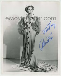2j1022 ALICE FAYE signed 8x10 REPRO still '80s full-length modeling a cool fur-trimmed nightgown!