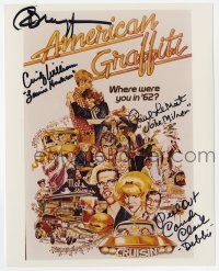 2j1024 AMERICAN GRAFFITI signed color 8x10 REPRO still '80s by Dreyfuss, Williams, Le Mat AND Clark!