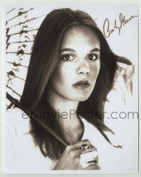 2j1079 CINDY GROVER signed 8x10 REPRO still '90s head & shoulders c/u of the actress with umbrella!