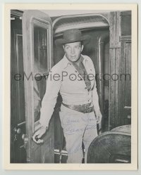 2j0983 DALE ROBERTSON signed 8x10 publicity still '80s great close up in cowboy outfit on train!
