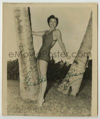 2j0500 ESTHER WILLIAMS signed 8.25x9.75 still '50s full-length in sexy swimsuit posing by tree!