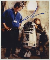 2j1142 GEORGE LUCAS signed color 8x10 REPRO still '00s the director on the Star Wars Episode I set!