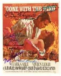 2j1148 GONE WITH THE WIND signed color 8x10 REPRO still '80s by De Havilland, Rutherford + 6 more!