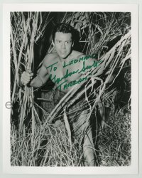 2j1150 GORDON SCOTT signed 8x10 REPRO still '80s crouching in the bushes in his loincloth as Tarzan!