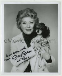 2j1151 GREER GARSON signed 8x10 REPRO still '80s great portrait holding her cute dog Tiffany!