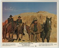 2j0524 GREGORY PECK signed color 8x10 still '68 great image with cowboys & horses from Stalking Moon