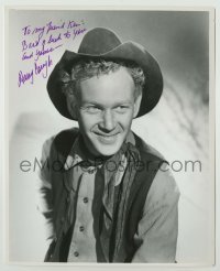 2j1154 HARRY CAREY JR. signed 8x10 REPRO still '80s great close smiling portrait in cowboy outfit!