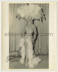 2j0527 HOPE HAMPTON signed deluxe 8x10 still '61 full-length in showgirl outfit by Jerry Sachs!