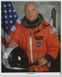2j0989 JOHN GLENN signed color 8x10 publicity still '80s great portrait in NASA astronaut space suit