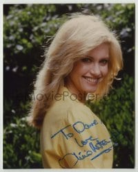 2j1272 OLIVIA NEWTON-JOHN signed color 8x10 REPRO still '80s great close up smiling portrait!