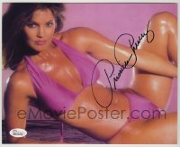 2j1284 PRISCILLA PRESLEY signed color 8x10 REPRO still '90s full-length in sexy purple bikini!