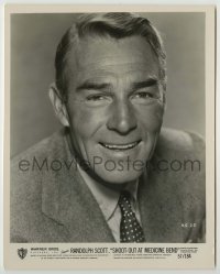 2j0603 RANDOLPH SCOTT signed 8x10 still '57 smiling in suit & tie from Shoot-Out at Medicine Bend!