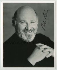 2j1295 ROB REINER signed 8x10 REPRO still '00s great head & shoulders smiling c/u of the director!